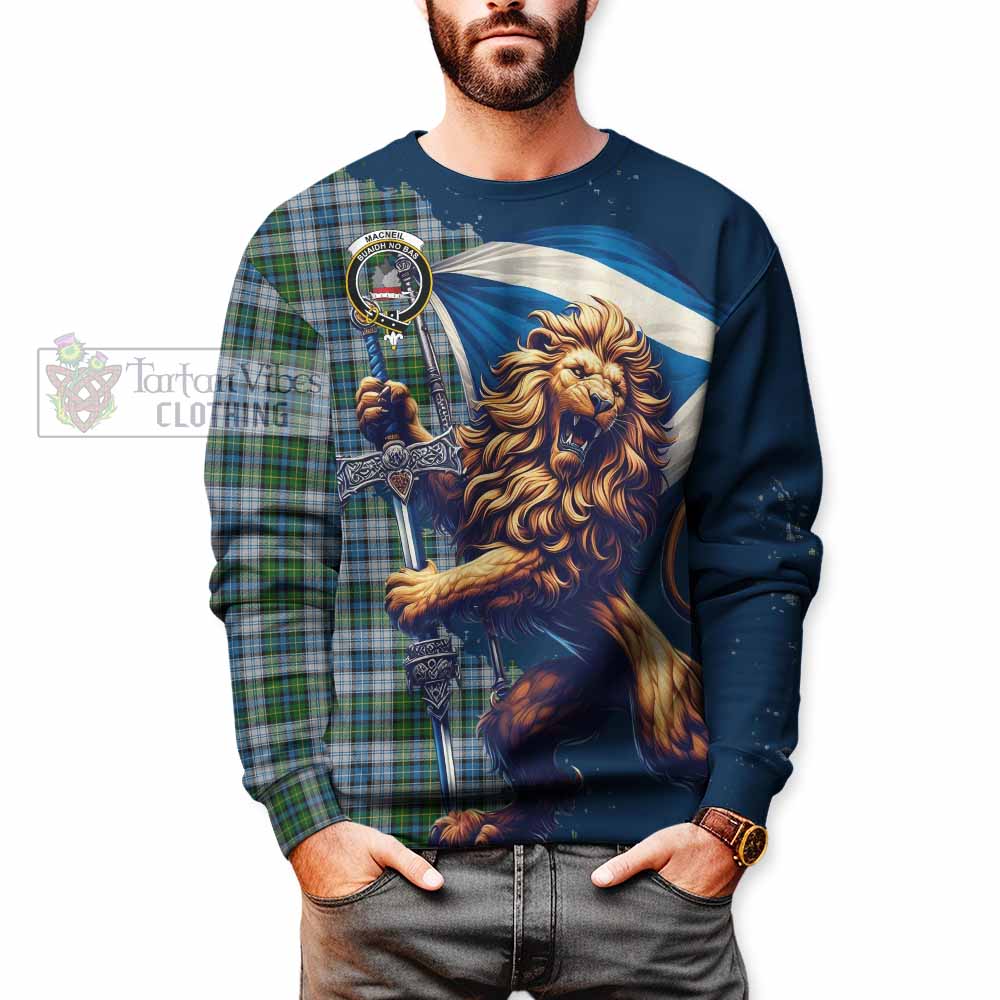 Tartan Vibes Clothing MacNeil (McNeil) Tartan Family Crest Sweatshirt with Scottish Majestic Lion