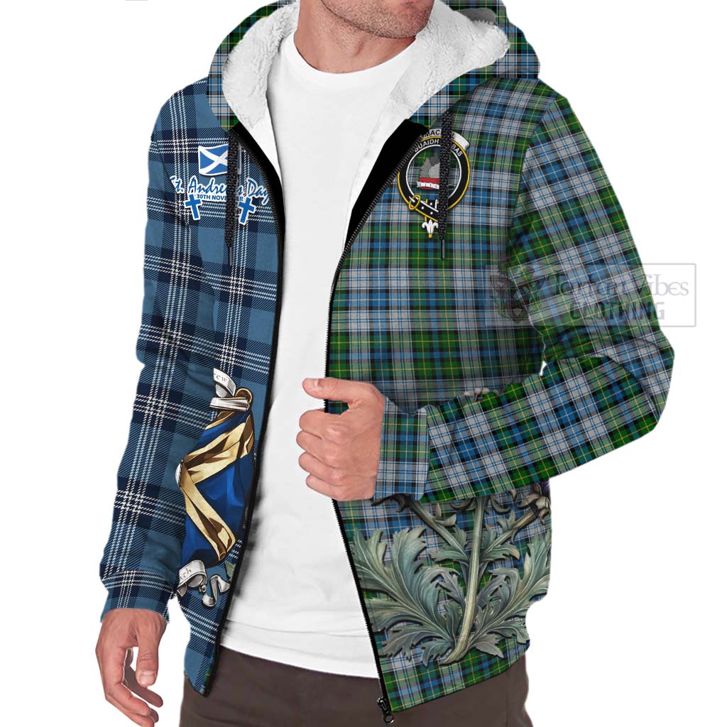 Tartan Vibes Clothing MacNeil (McNeil) Tartan Sherpa Hoodie Happy St. Andrew's Day Half Tartan Style