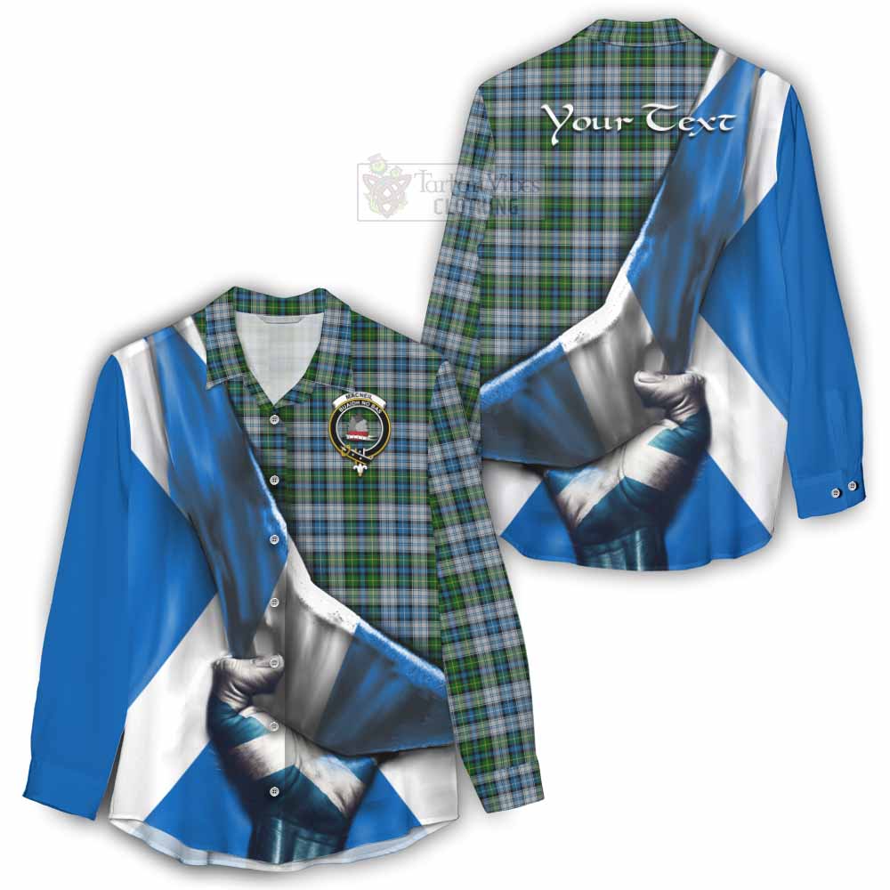 Tartan Vibes Clothing MacNeil (McNeil) Tartan Women's Casual Shirt with Family Crest Scotland Patriotic Style