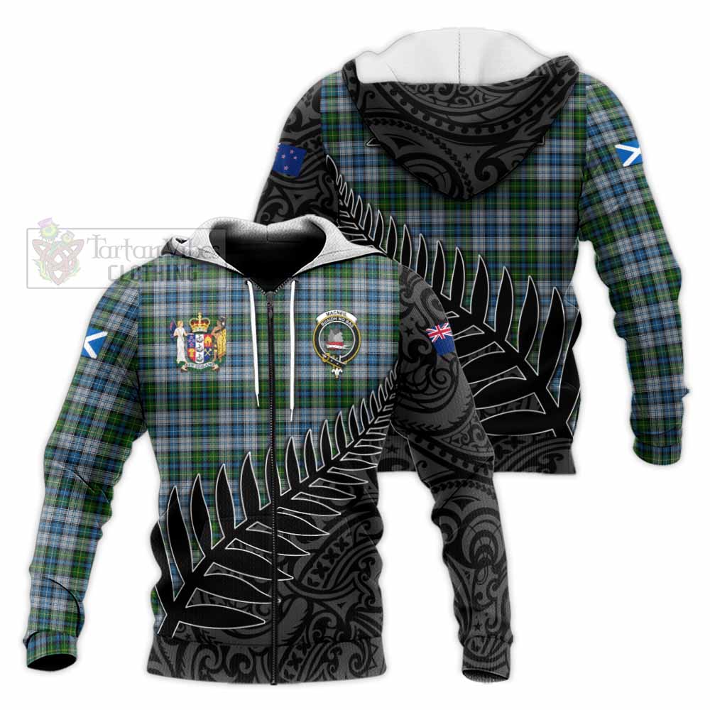 Tartan Vibes Clothing MacNeil (McNeil) Crest Tartan Knitted Hoodie with New Zealand Silver Fern Half Style