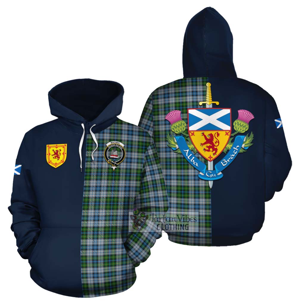 Tartan Vibes Clothing MacNeil (McNeil) Tartan Cotton Hoodie Alba with Scottish Lion Royal Arm Half Style