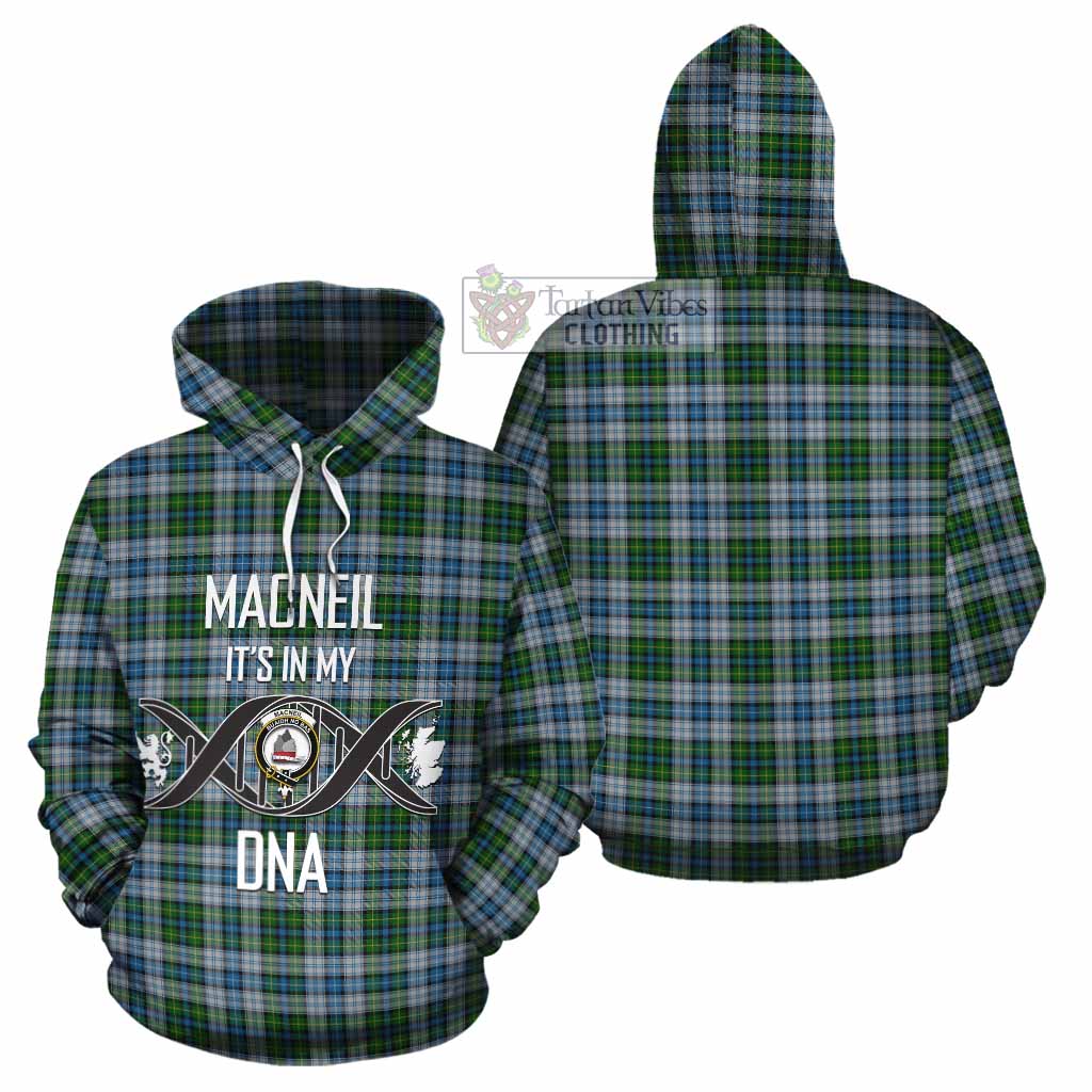 Tartan Vibes Clothing MacNeil (McNeil) Tartan Cotton Hoodie with Family Crest DNA In Me Style