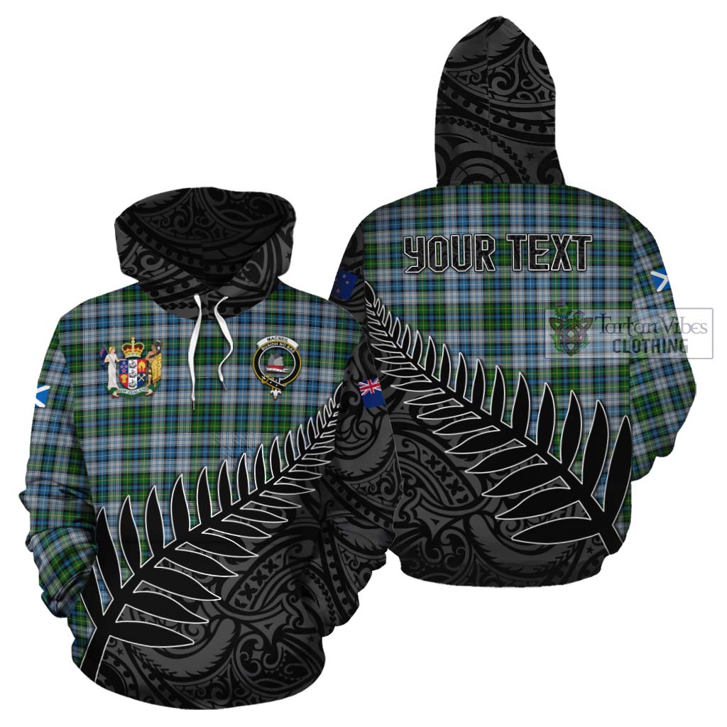 Tartan Vibes Clothing MacNeil (McNeil) Crest Tartan Cotton Hoodie with New Zealand Silver Fern Half Style