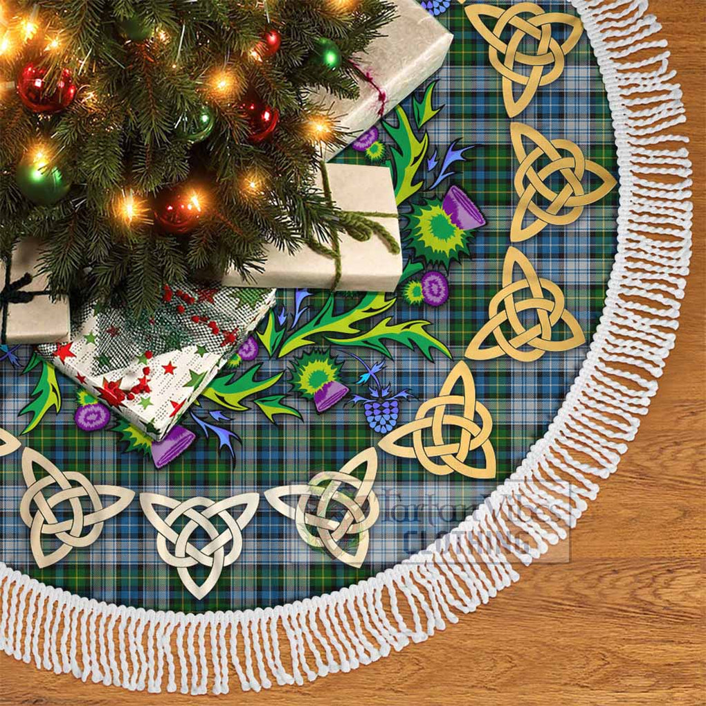 Tartan Vibes Clothing MacNeil (McNeil) Tartan Christmas Tree Skirt with Thistle Celtic Knot Style