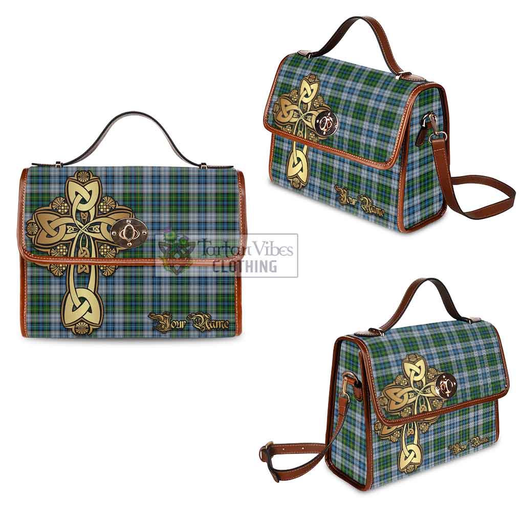 Tartan Vibes Clothing MacNeil (McNeil) Tartan Waterproof Canvas Bag Golden Thistle Celtic Cross Style