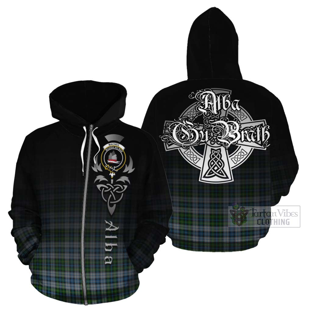 Tartan Vibes Clothing MacNeil (McNeil) Tartan Cotton Hoodie Featuring Alba Gu Brath Family Crest Celtic Inspired