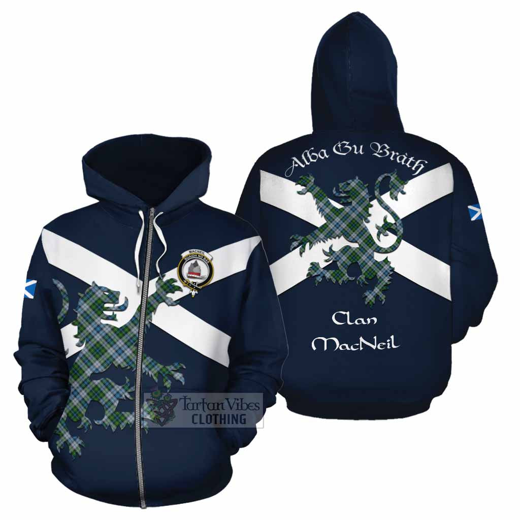 Tartan Vibes Clothing MacNeil (McNeil) Tartan Lion Rampant Cotton Hoodie Proudly Display Your Heritage with Alba Gu Brath and Clan Name