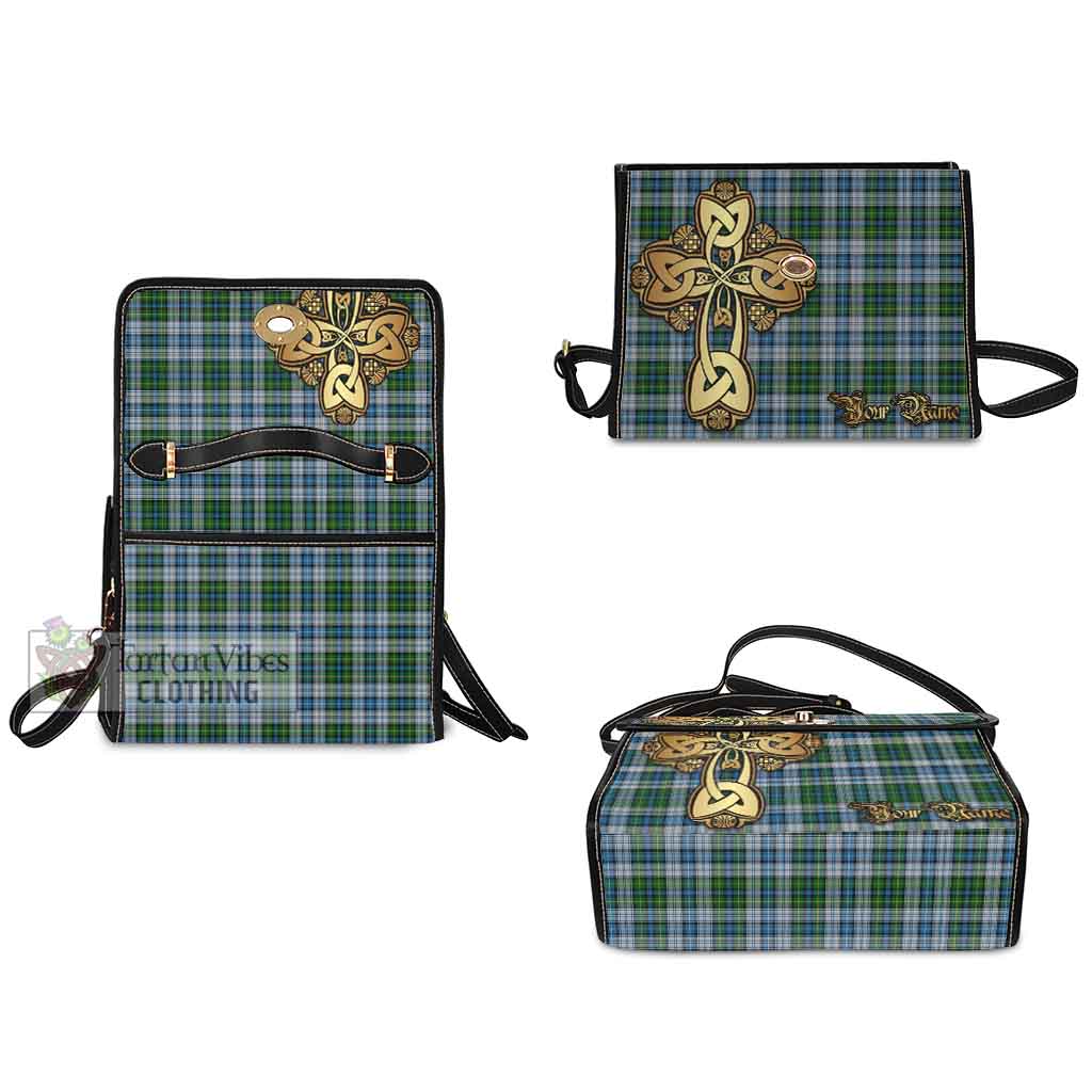 Tartan Vibes Clothing MacNeil (McNeil) Tartan Waterproof Canvas Bag Golden Thistle Celtic Cross Style