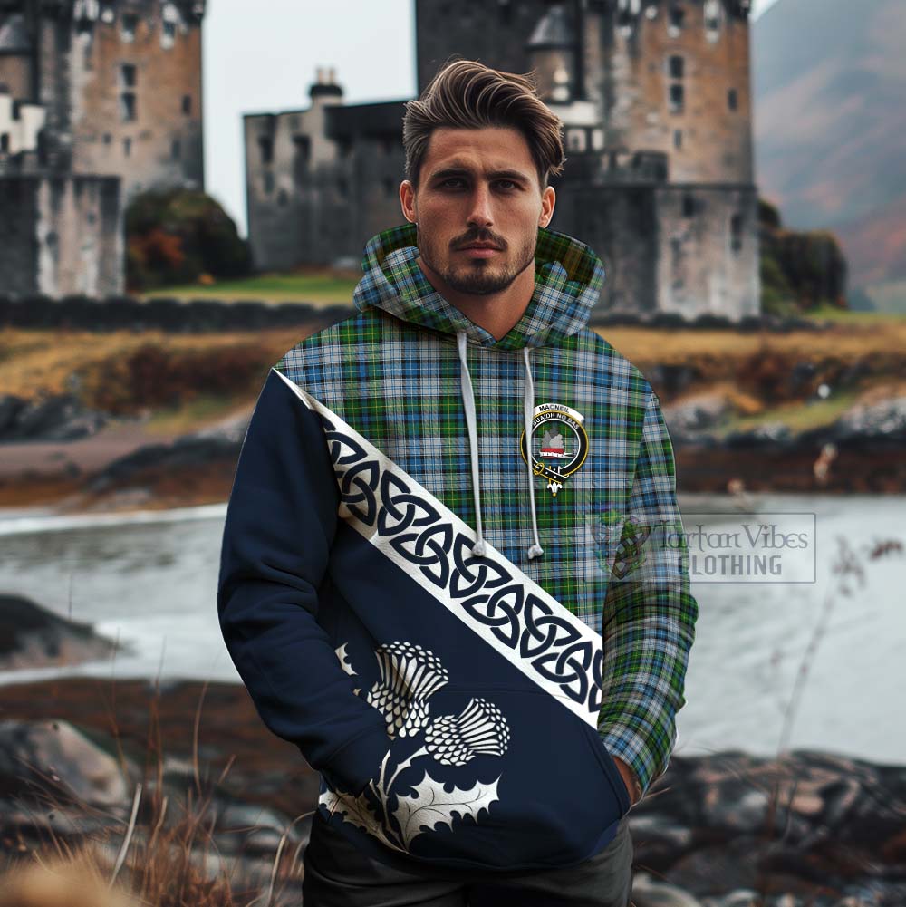 Tartan Vibes Clothing MacNeil (McNeil) Tartan Cotton Hoodie Featuring Thistle and Scotland Map