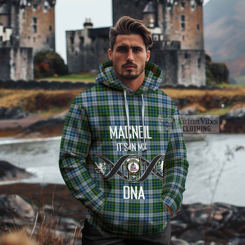 Tartan Vibes Clothing MacNeil (McNeil) Tartan Cotton Hoodie with Family Crest DNA In Me Style