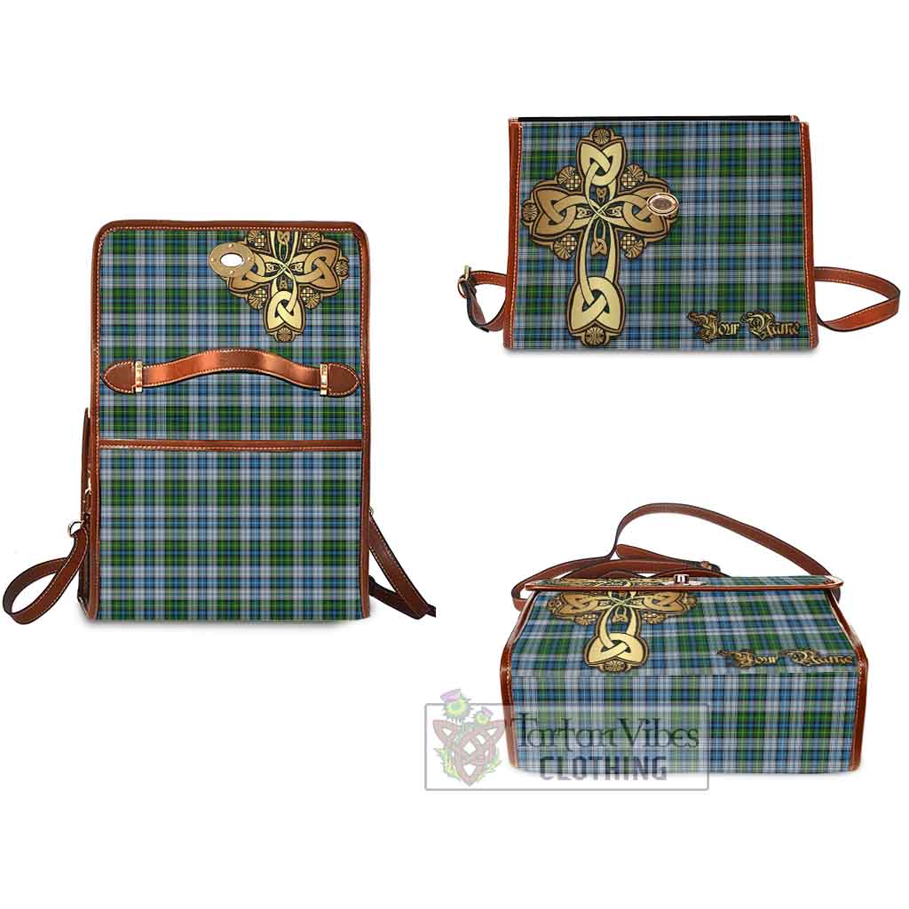 Tartan Vibes Clothing MacNeil (McNeil) Tartan Waterproof Canvas Bag Golden Thistle Celtic Cross Style