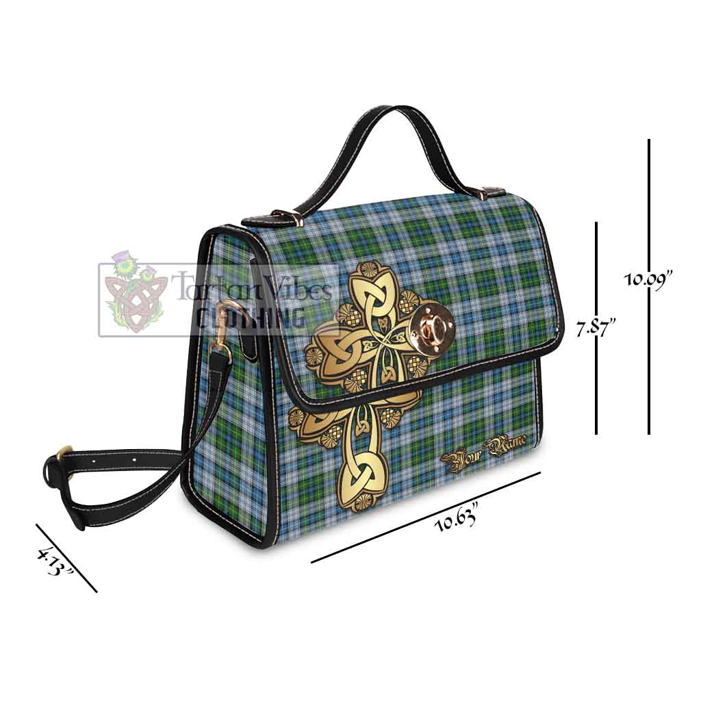 Tartan Vibes Clothing MacNeil (McNeil) Tartan Waterproof Canvas Bag Golden Thistle Celtic Cross Style