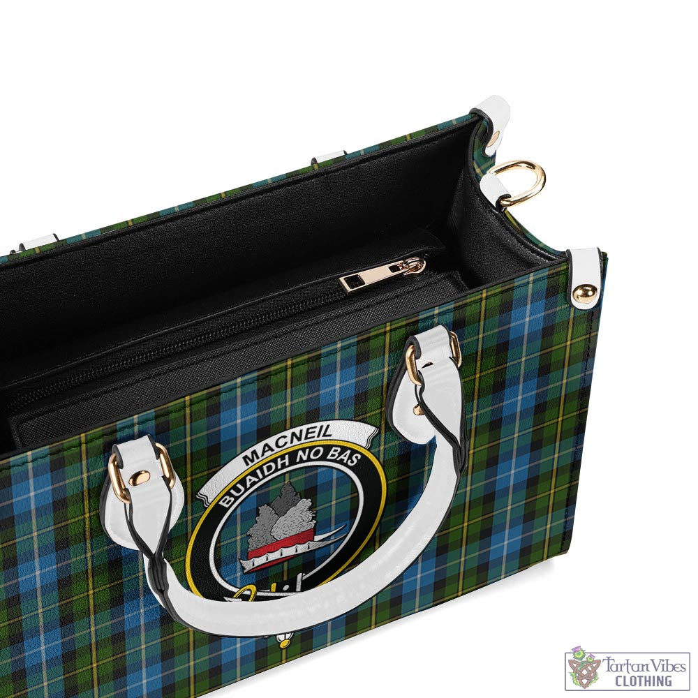 Tartan Vibes Clothing MacNeil of Barra Tartan Luxury Leather Handbags with Family Crest