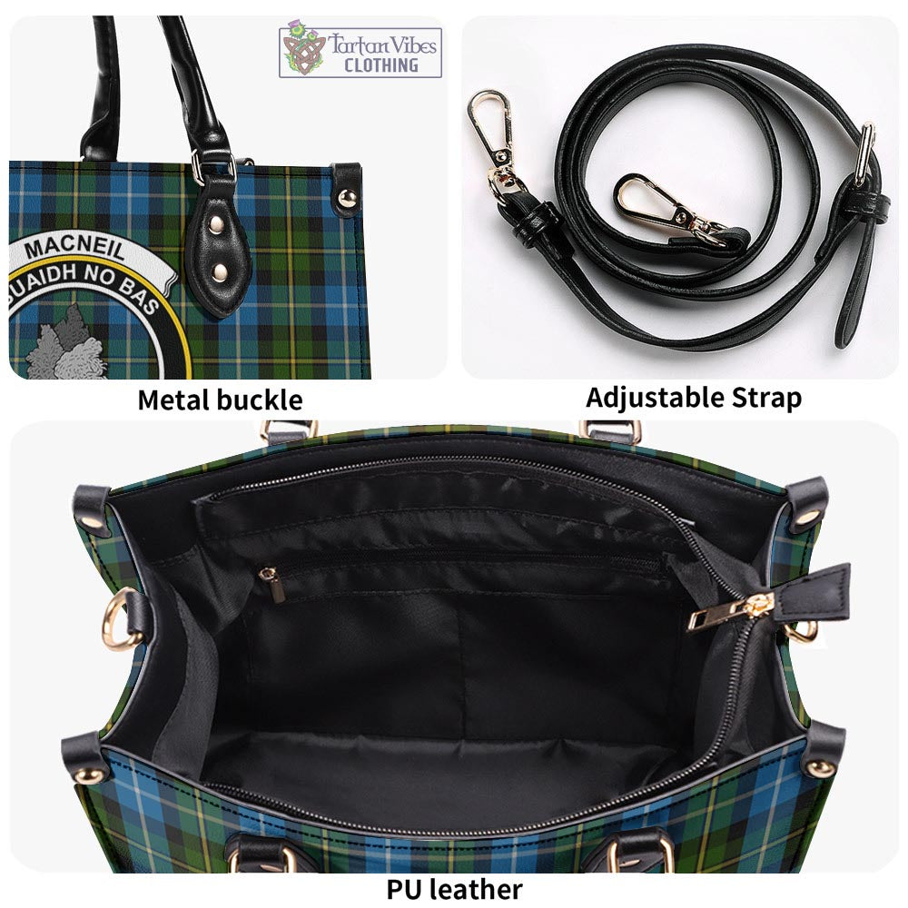 Tartan Vibes Clothing MacNeil of Barra Tartan Luxury Leather Handbags with Family Crest