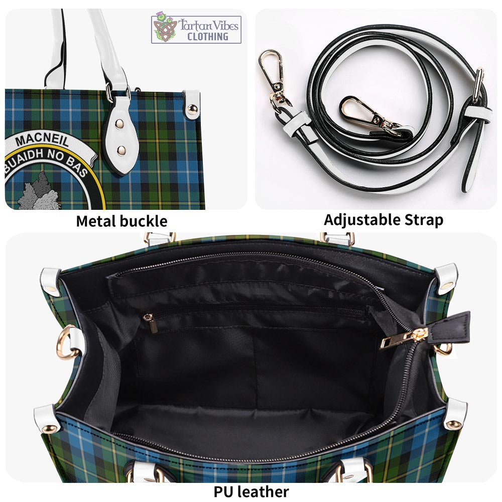 Tartan Vibes Clothing MacNeil of Barra Tartan Luxury Leather Handbags with Family Crest