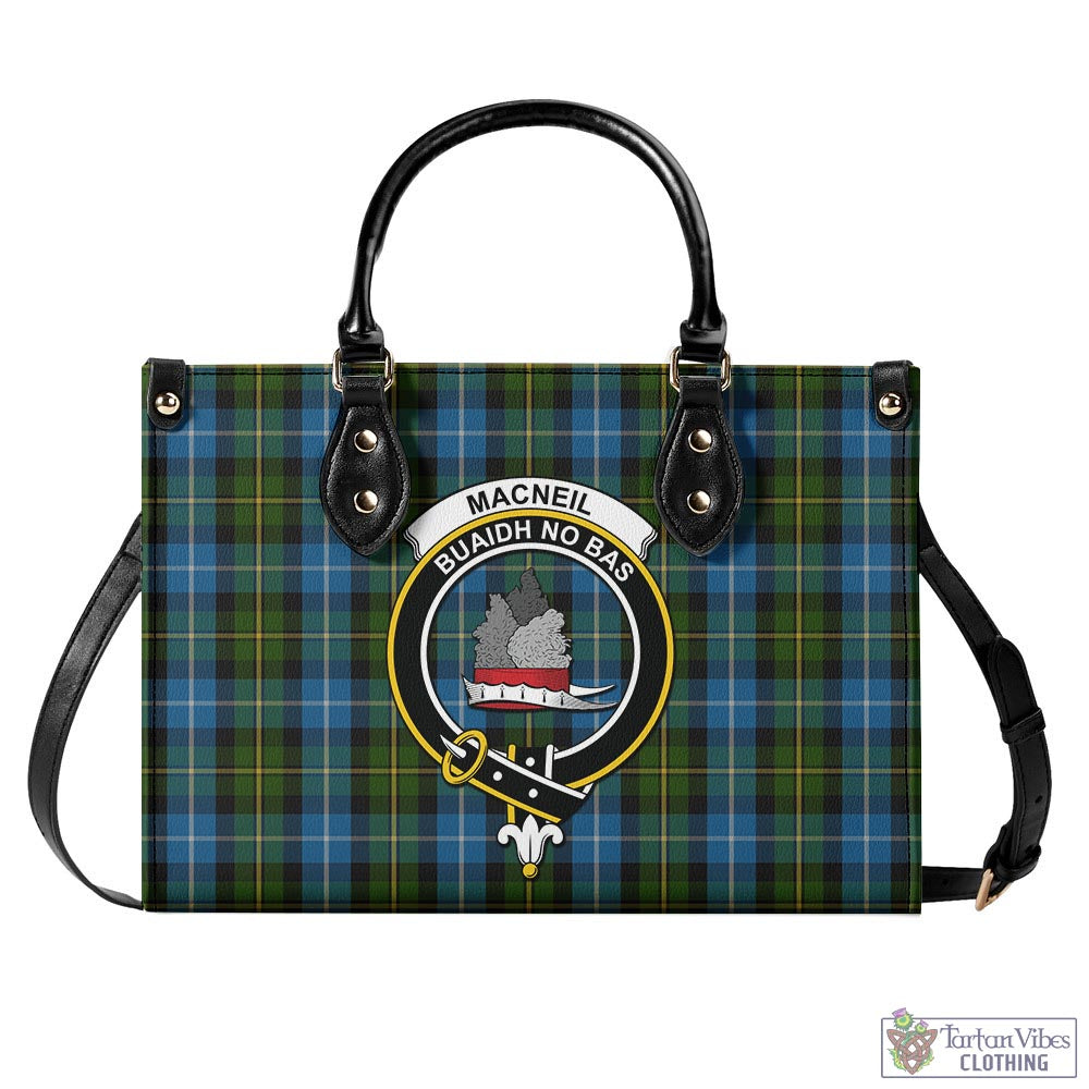 Tartan Vibes Clothing MacNeil of Barra Tartan Luxury Leather Handbags with Family Crest