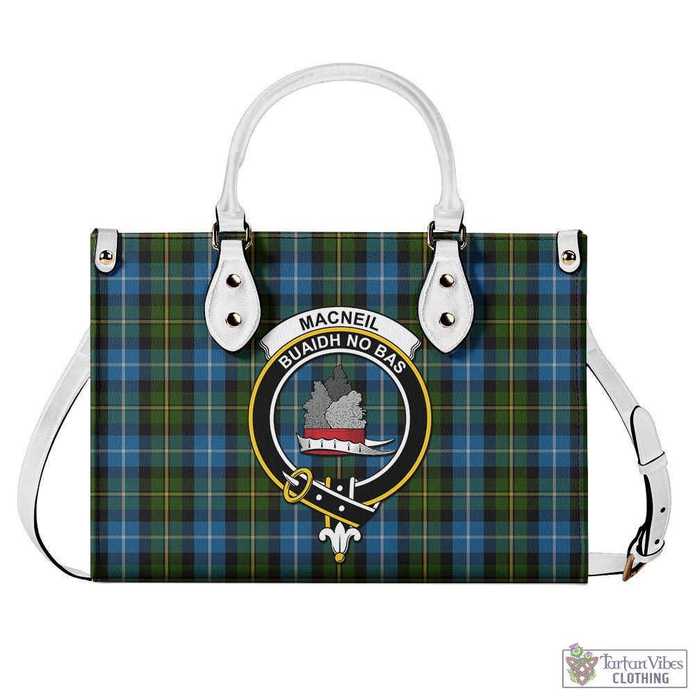 Tartan Vibes Clothing MacNeil of Barra Tartan Luxury Leather Handbags with Family Crest