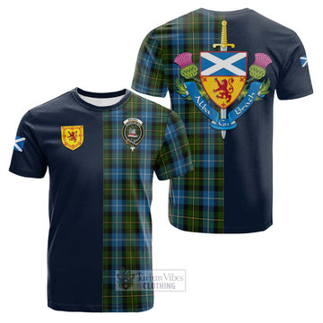 MacNeil of Barra Tartan Cotton T-shirt Alba with Scottish Lion Royal Arm Half Style