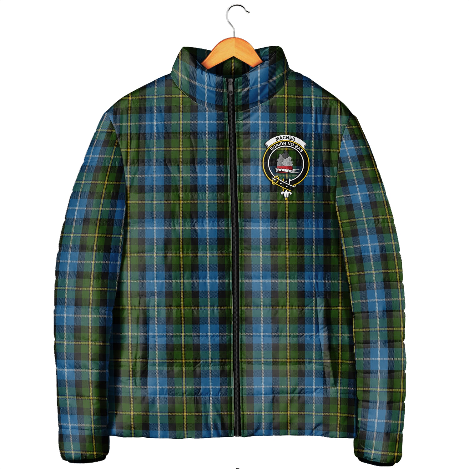 MacNeil of Barra Tartan Padded Jacket with Family Crest Men's Padded Jacket - Tartan Vibes Clothing