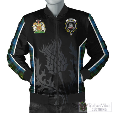 MacNeil of Barra Tartan Bomber Jacket with Family Crest and Scottish Thistle Vibes Sport Style