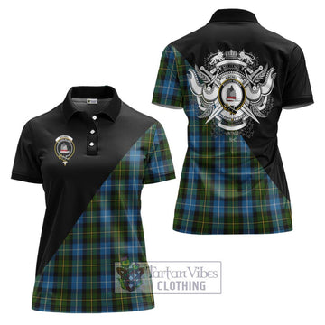 MacNeil of Barra Tartan Women's Polo Shirt with Family Crest and Military Logo Style