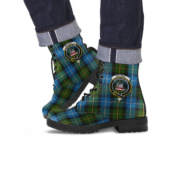 MacNeil of Barra Tartan Leather Boots with Family Crest