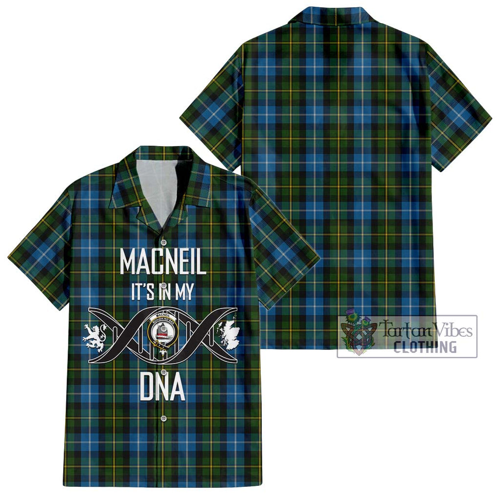 MacNeil of Barra Tartan Short Sleeve Button Shirt with Family Crest DNA In Me Style Kid - Tartanvibesclothing Shop