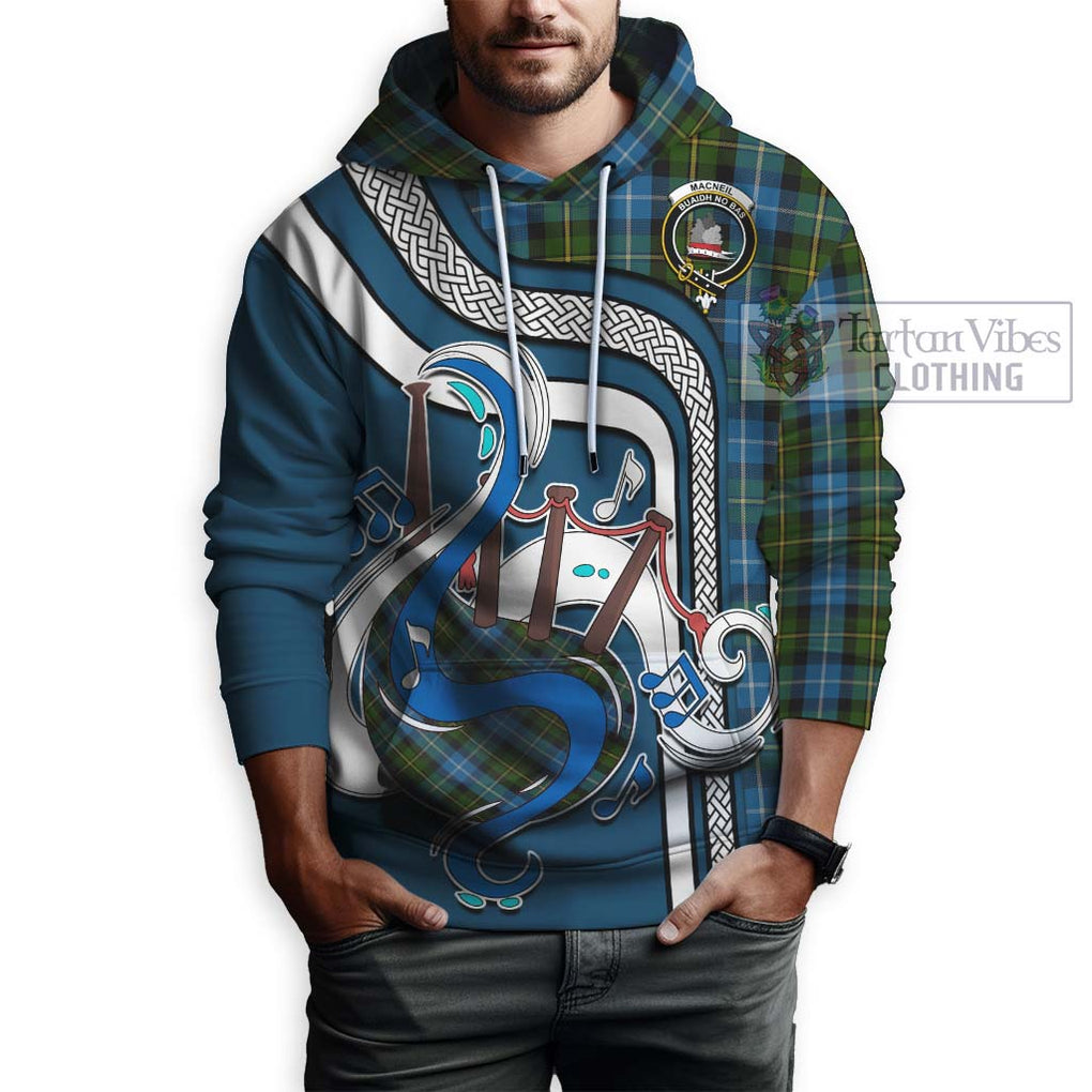 MacNeil of Barra Tartan Hoodie with Epic Bagpipe Style Zip Hoodie - Tartanvibesclothing Shop