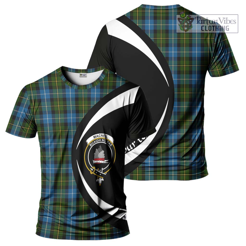 Tartan Vibes Clothing MacNeil of Barra Tartan T-Shirt with Family Crest Circle Style