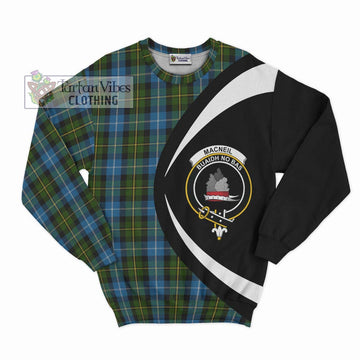 MacNeil of Barra Tartan Sweatshirt with Family Crest Circle Style