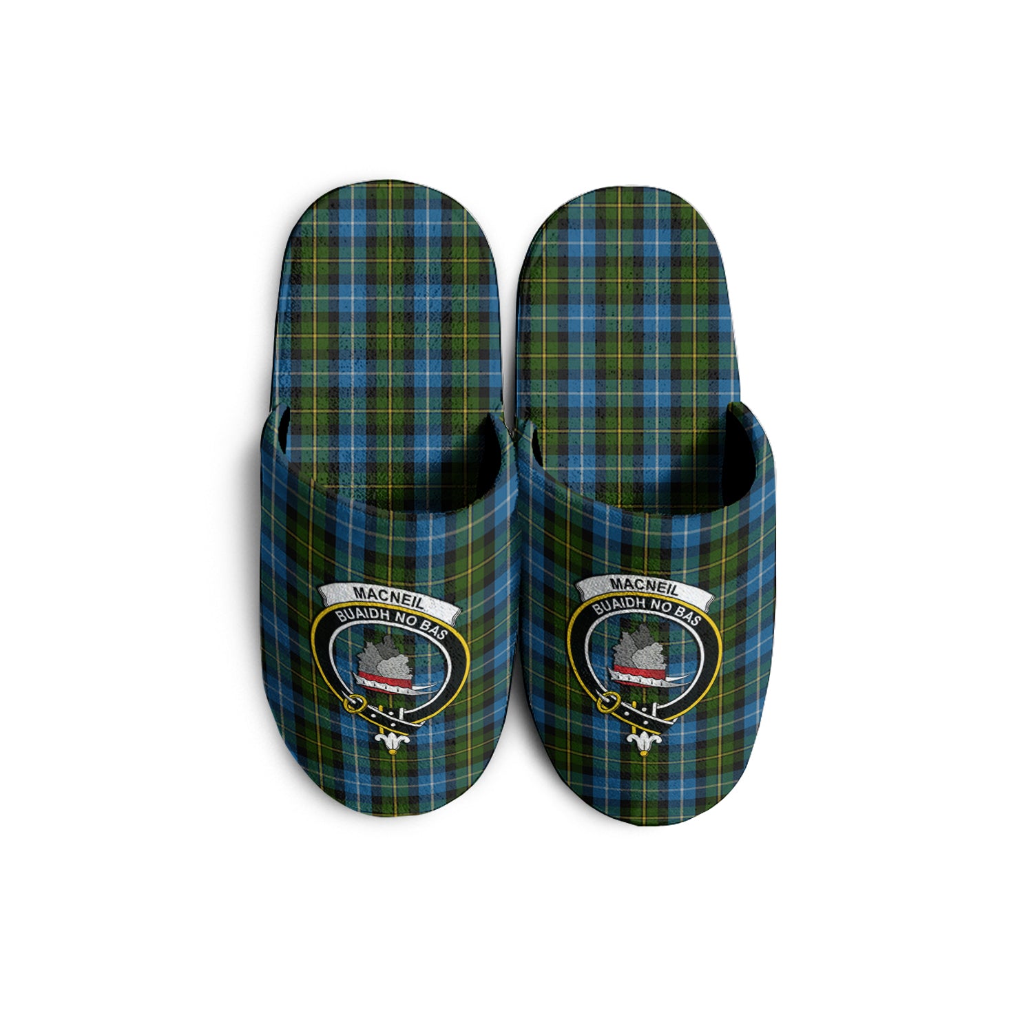 MacNeil of Barra Tartan Home Slippers with Family Crest - Tartanvibesclothing