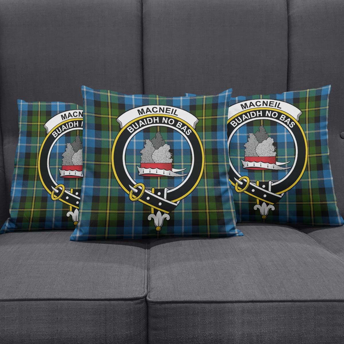 MacNeil of Barra Tartan Pillow Cover with Family Crest Square Pillow Cover - Tartanvibesclothing