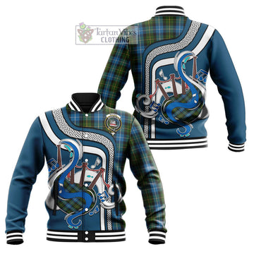 MacNeil of Barra Tartan Baseball Jacket with Epic Bagpipe Style