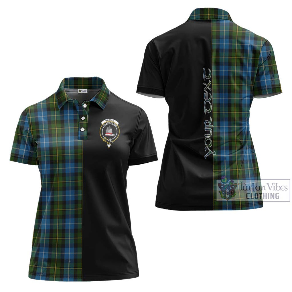 MacNeil of Barra Tartan Women's Polo Shirt with Family Crest and Half Of Me Style Women - Tartanvibesclothing Shop