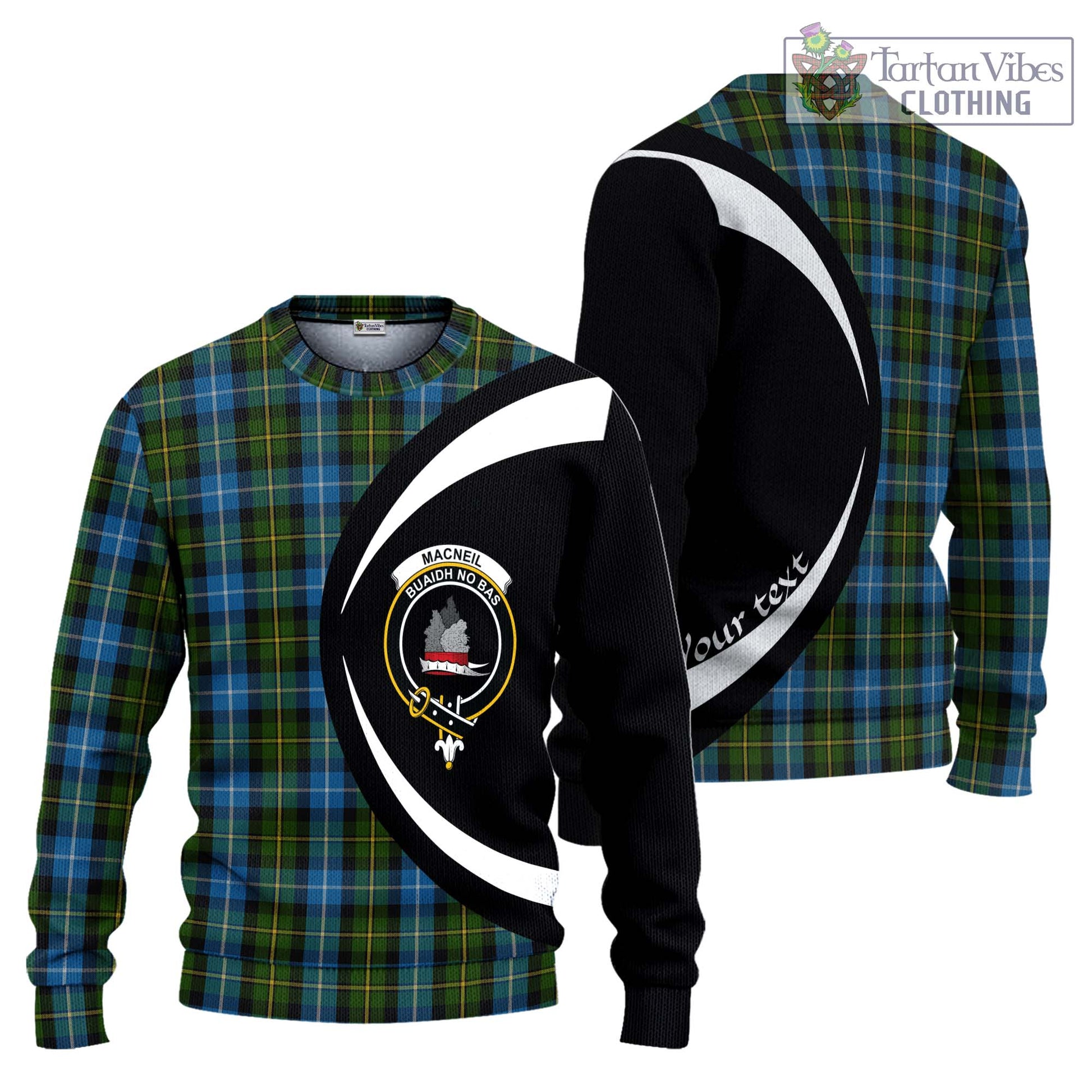 MacNeil of Barra Tartan Knitted Sweater with Family Crest Circle Style Unisex - Tartan Vibes Clothing