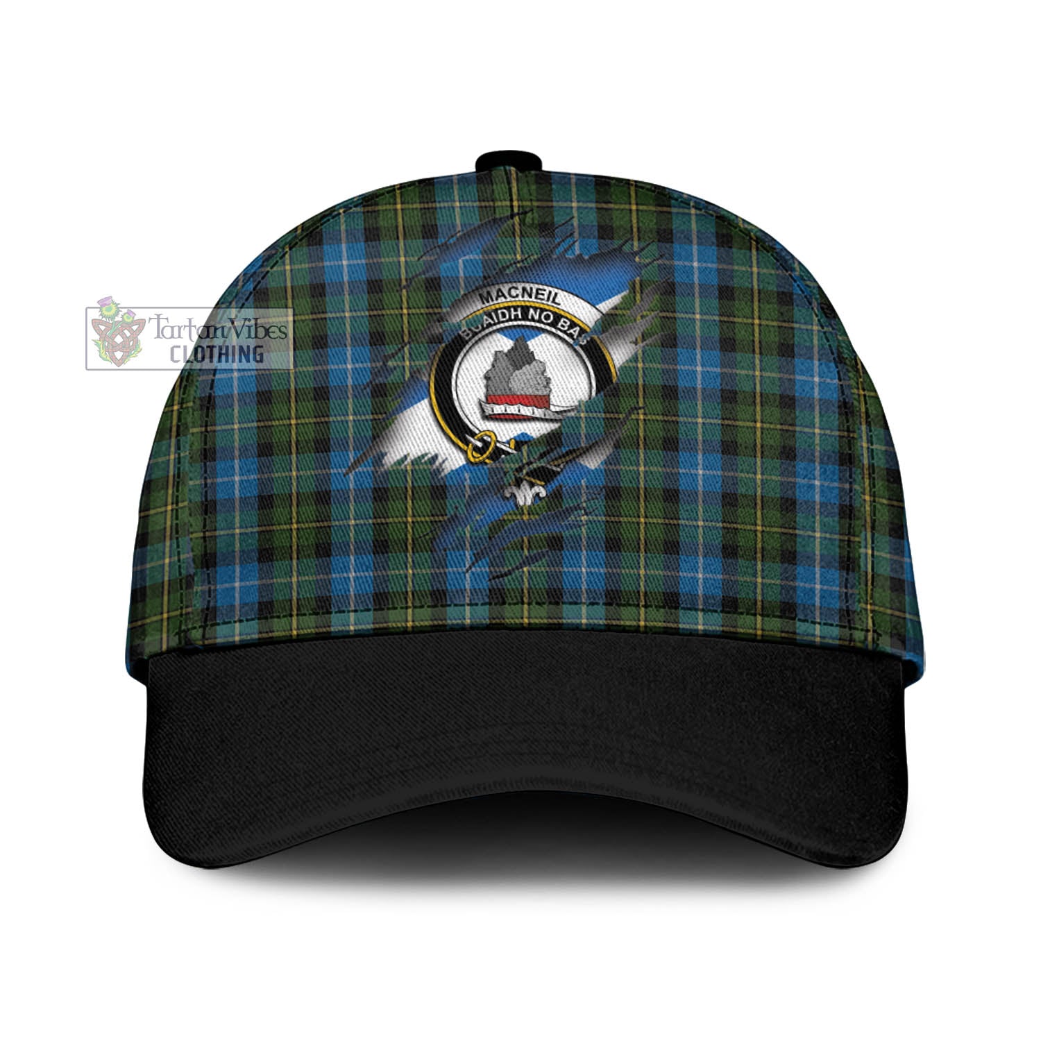 Tartan Vibes Clothing MacNeil of Barra Tartan Classic Cap with Family Crest In Me Style