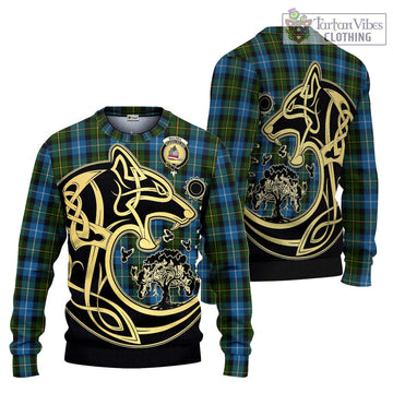 MacNeil of Barra Tartan Ugly Sweater with Family Crest Celtic Wolf Style