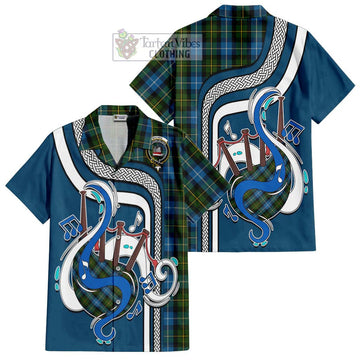 MacNeil of Barra Tartan Short Sleeve Button Shirt with Epic Bagpipe Style