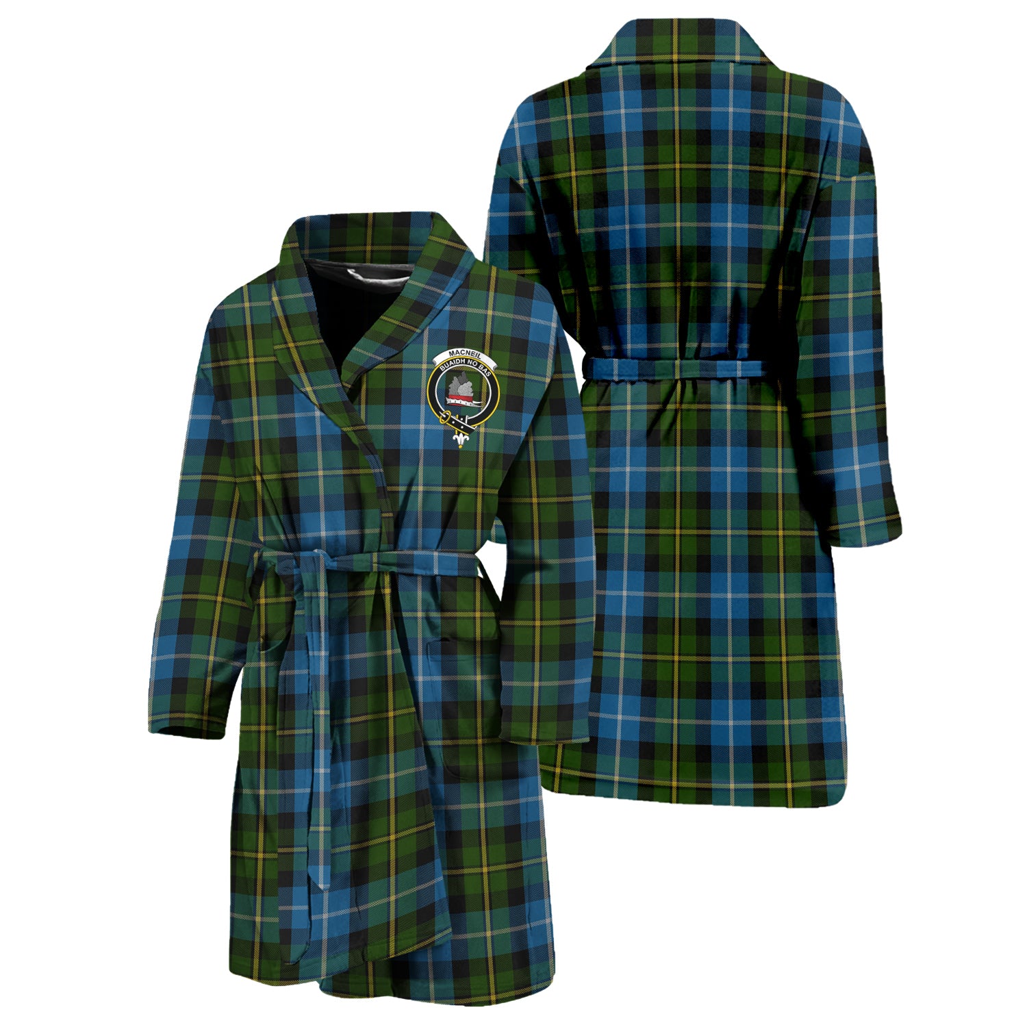 MacNeil of Barra Tartan Bathrobe with Family Crest Unisex S - Tartan Vibes Clothing