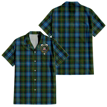 MacNeil of Barra Tartan Short Sleeve Button Down Shirt with Family Crest