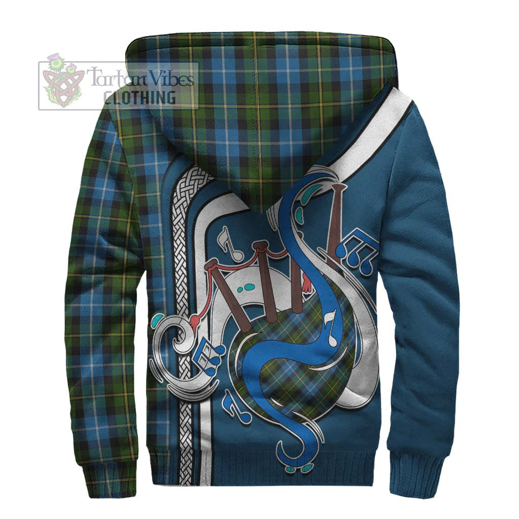 MacNeil of Barra Tartan Sherpa Hoodie with Epic Bagpipe Style - Tartanvibesclothing Shop