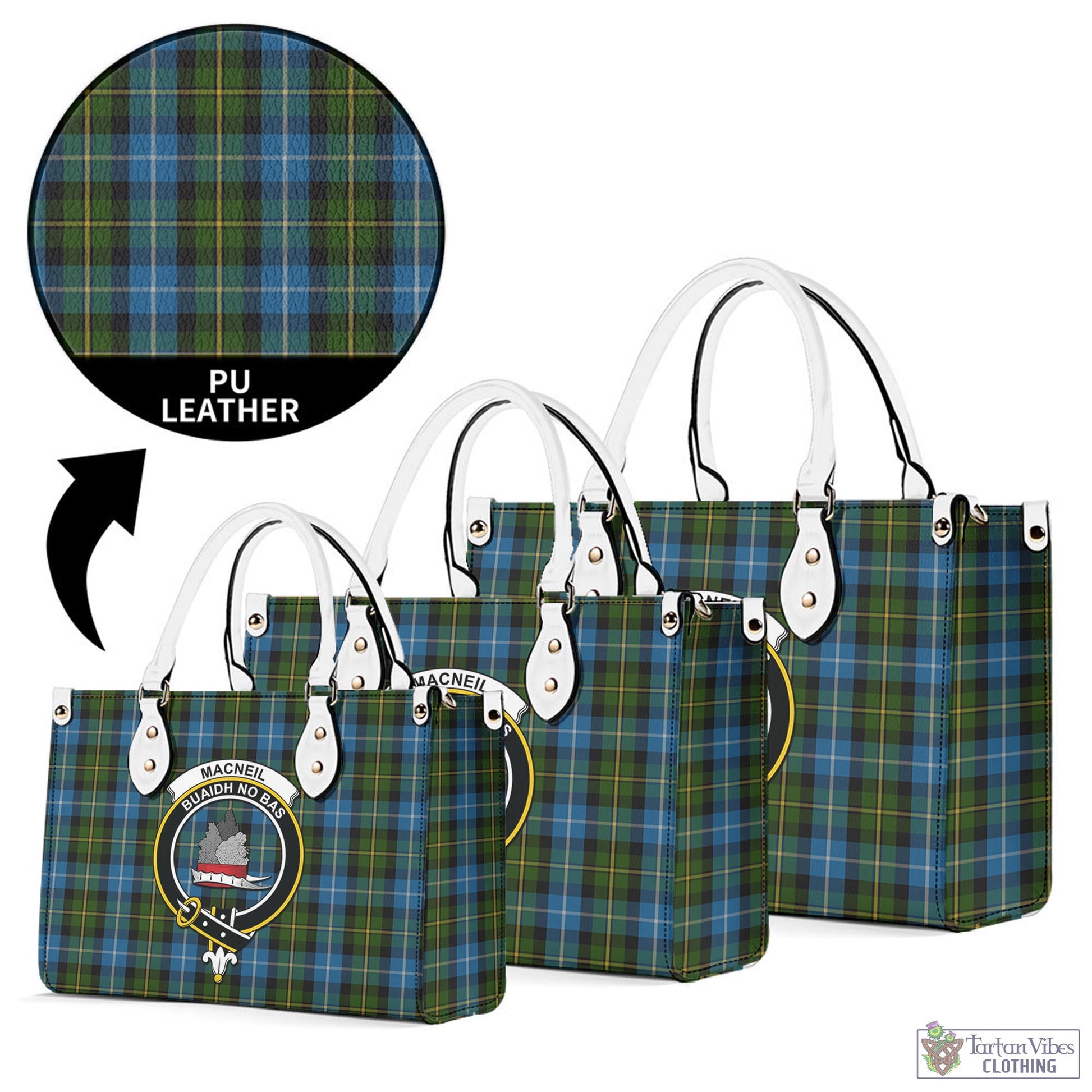 Tartan Vibes Clothing MacNeil of Barra Tartan Luxury Leather Handbags with Family Crest