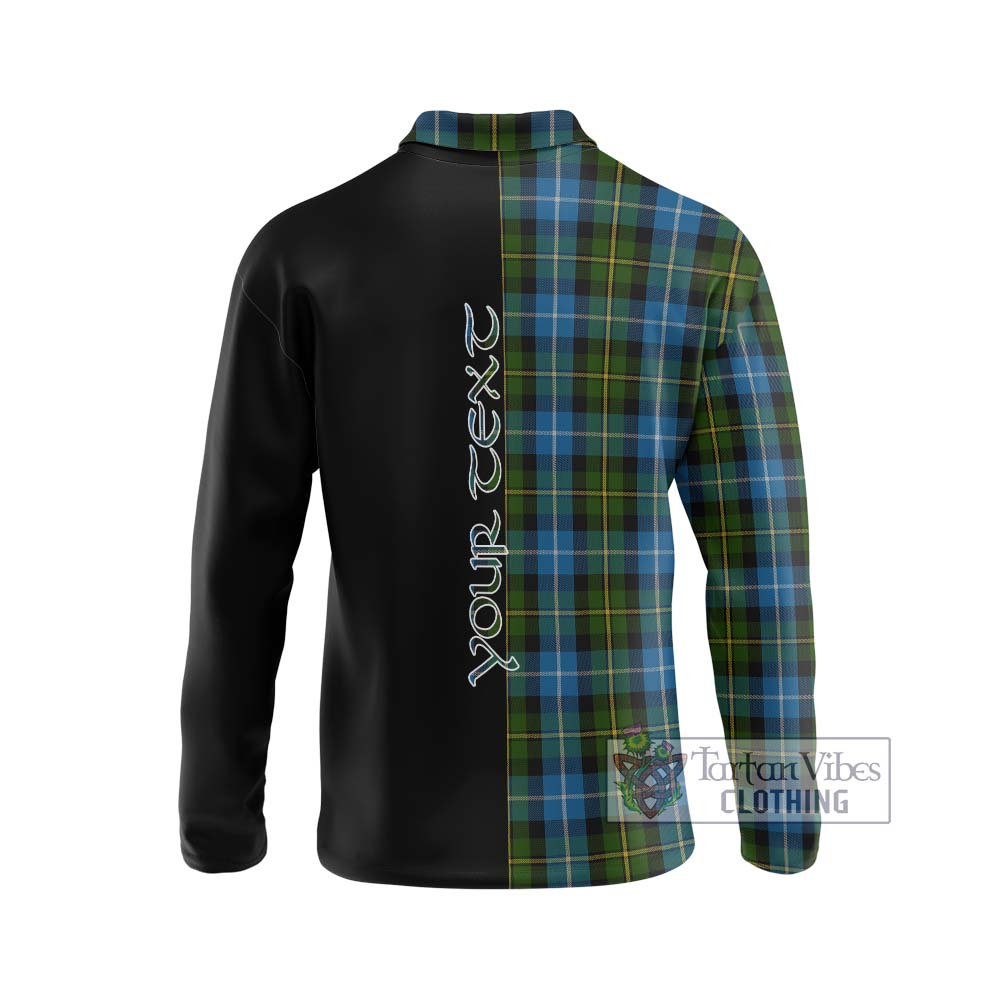 MacNeil of Barra Tartan Long Sleeve Polo Shirt with Family Crest and Half Of Me Style - Tartanvibesclothing Shop