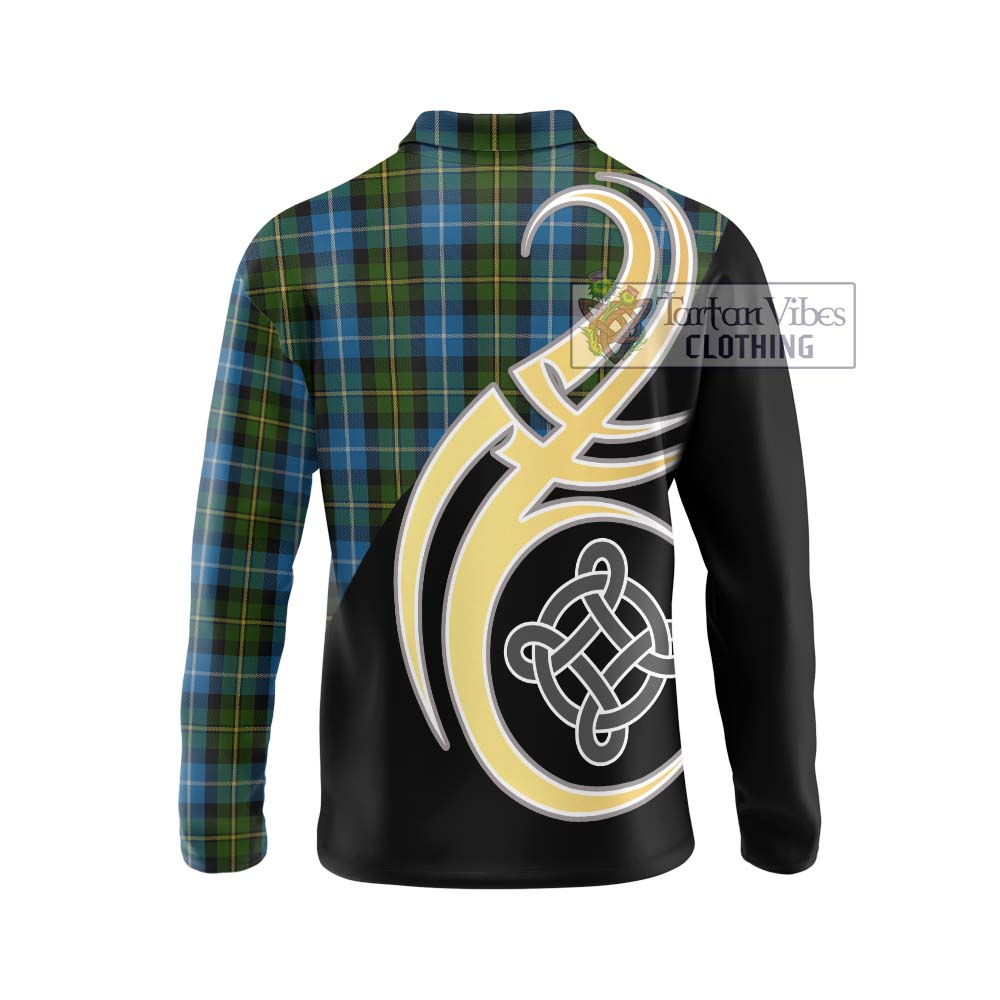 MacNeil of Barra Tartan Long Sleeve Polo Shirt with Family Crest and Celtic Symbol Style - Tartan Vibes Clothing