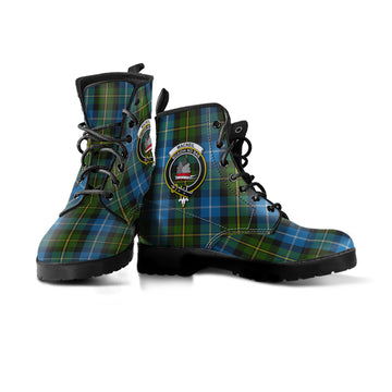 MacNeil of Barra Tartan Leather Boots with Family Crest