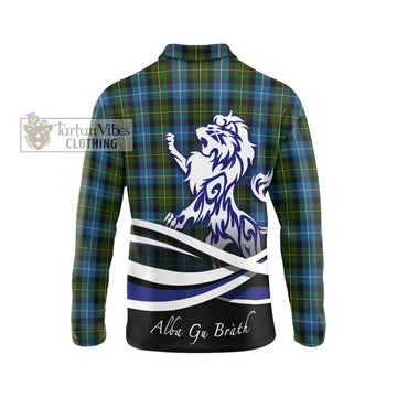 MacNeil of Barra Tartan Long Sleeve Polo Shirt with Alba Gu Brath Regal Lion Emblem