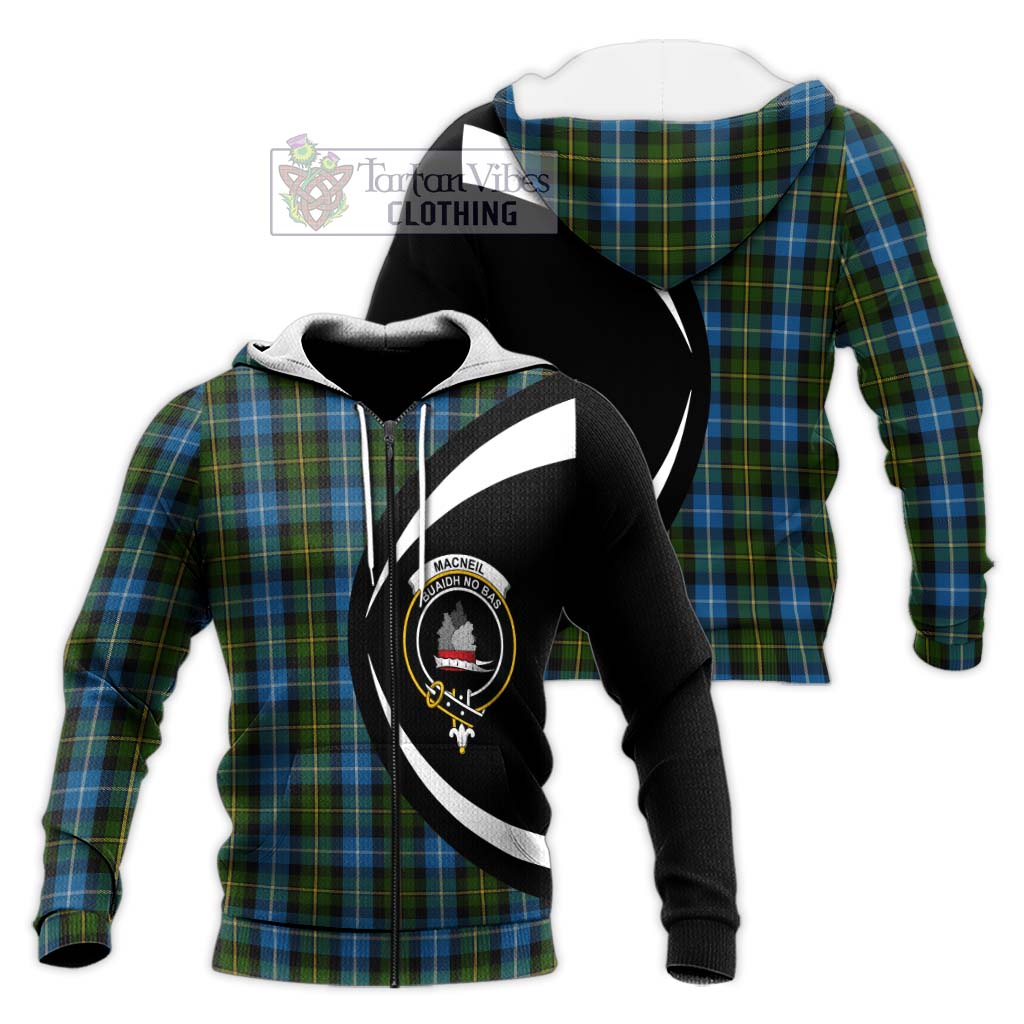 MacNeil of Barra Tartan Knitted Hoodie with Family Crest Circle Style Unisex Knitted Zip Hoodie - Tartan Vibes Clothing