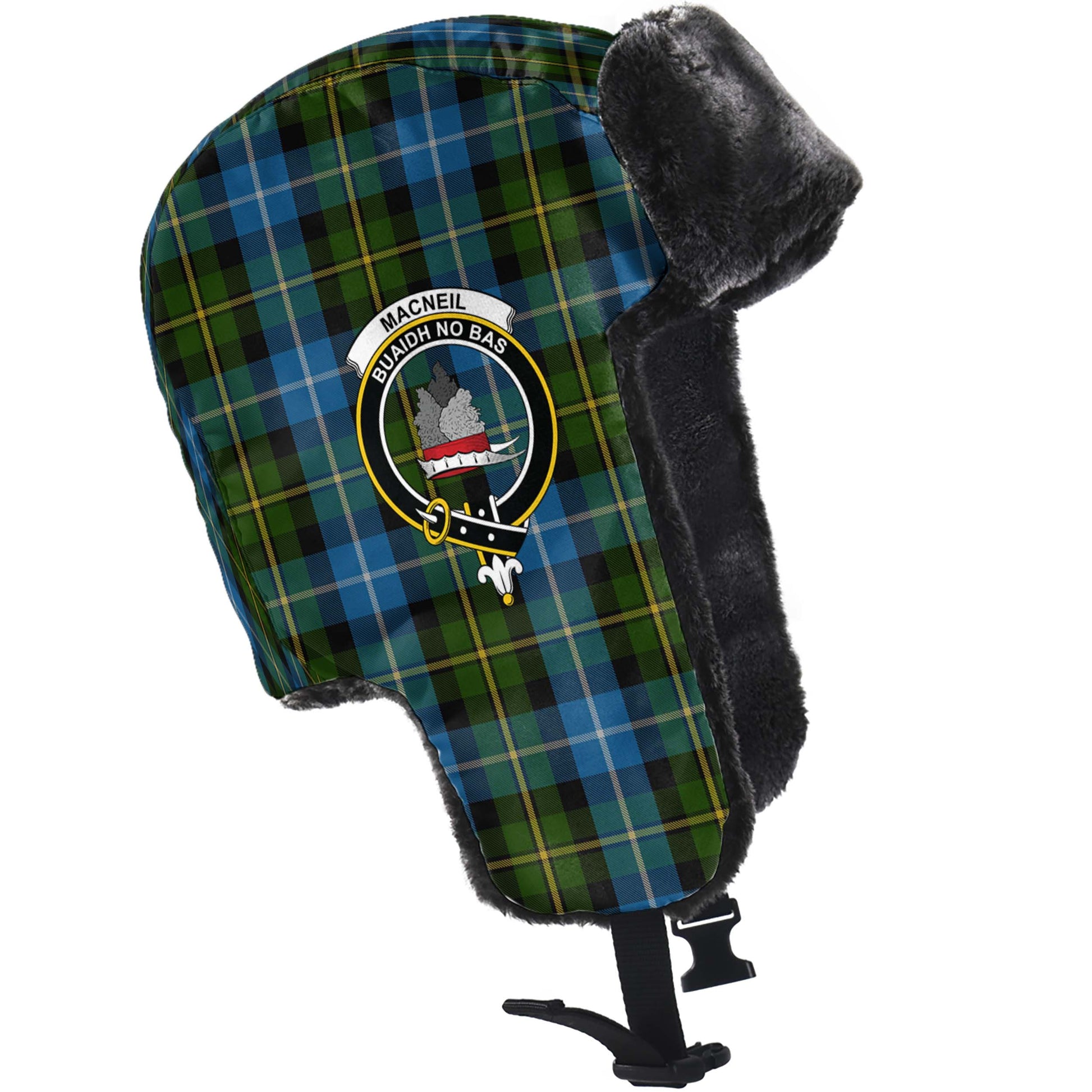 MacNeil of Barra Tartan Winter Trapper Hat with Family Crest - Tartanvibesclothing