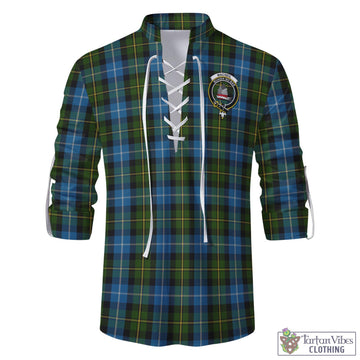 MacNeil of Barra Tartan Men's Scottish Traditional Jacobite Ghillie Kilt Shirt with Family Crest