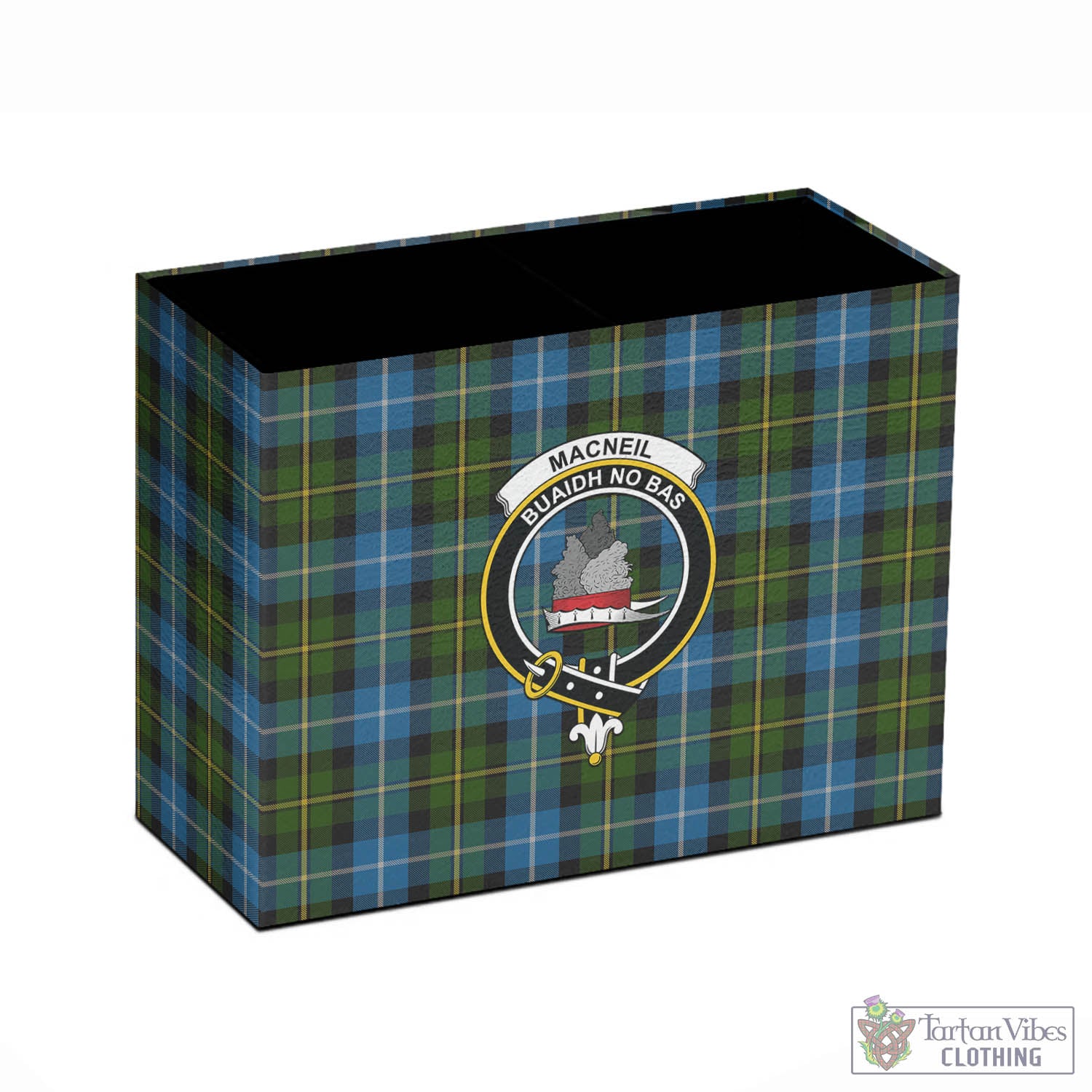 Tartan Vibes Clothing MacNeil of Barra Tartan Pen Holder with Family Crest